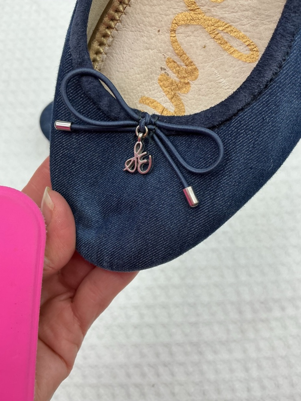 Sam Edelman Navy Bow Ballet Flats - Picture 5 of 8